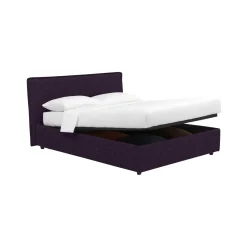 Letto Piazza e Mezza Viola Sfoderabile Contenitore, Dimensione Materasso 120x200 cm - Silandro