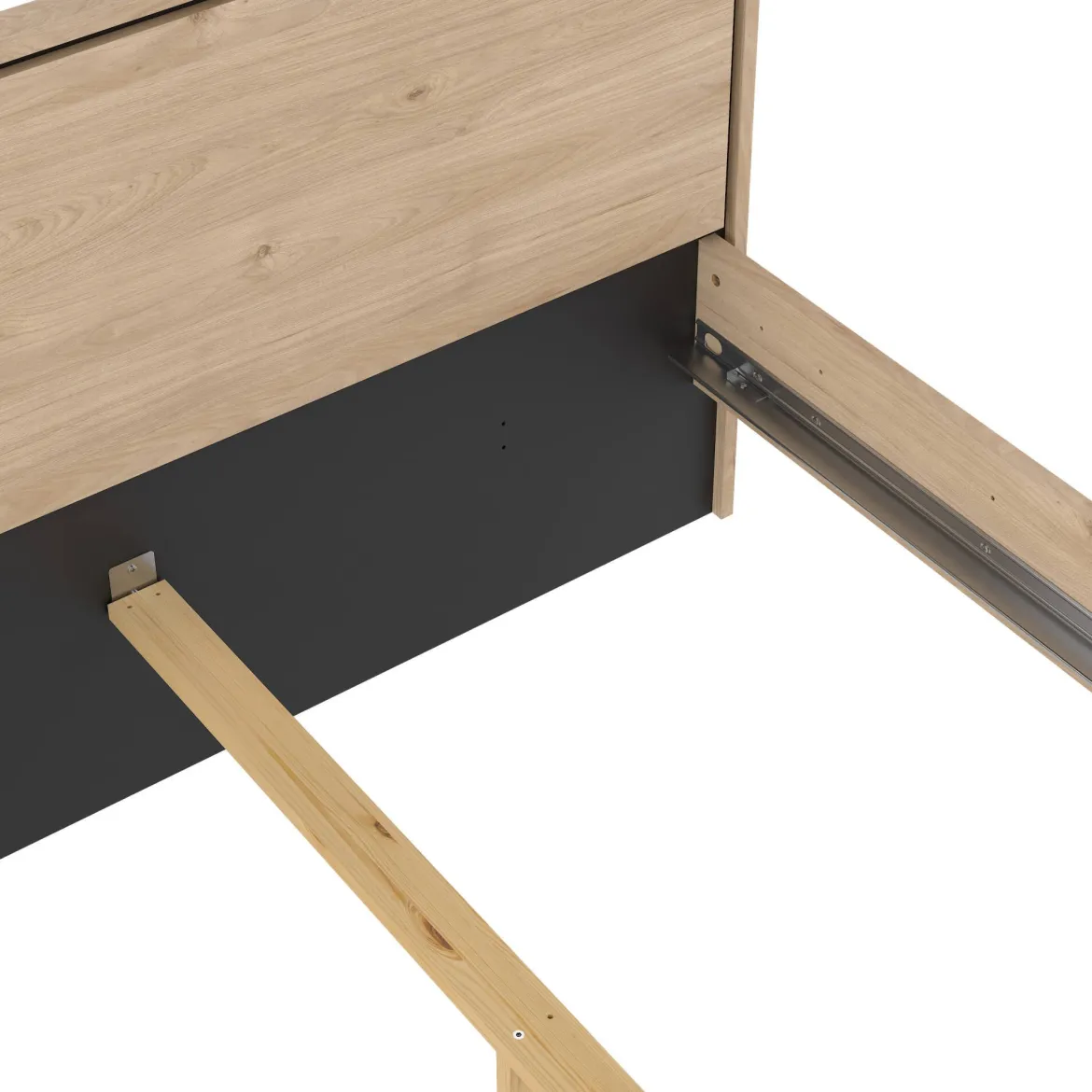 Letto piazza e mezza Zocca, 207x153 h91 cm, Rovere