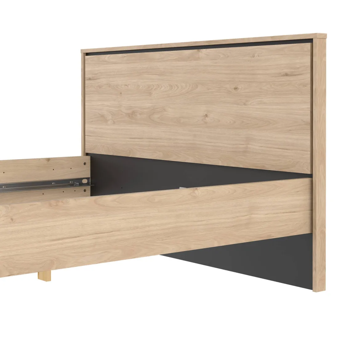 Letto piazza e mezza Zocca, 207x153 h91 cm, Rovere