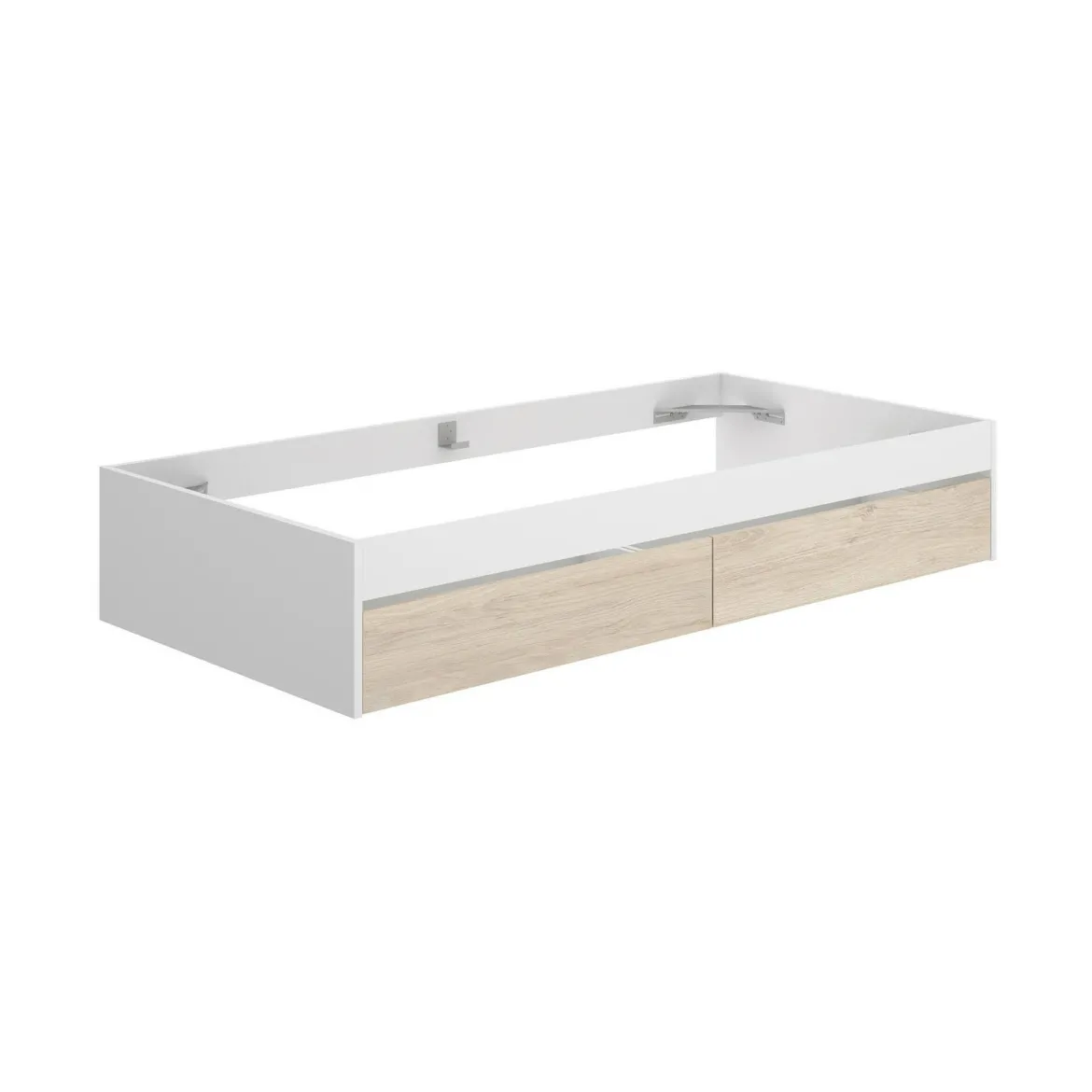 Letto 1 piazza moderno bianco e rovere 194x95cm adatto per materasso 90x190 cm - Neki