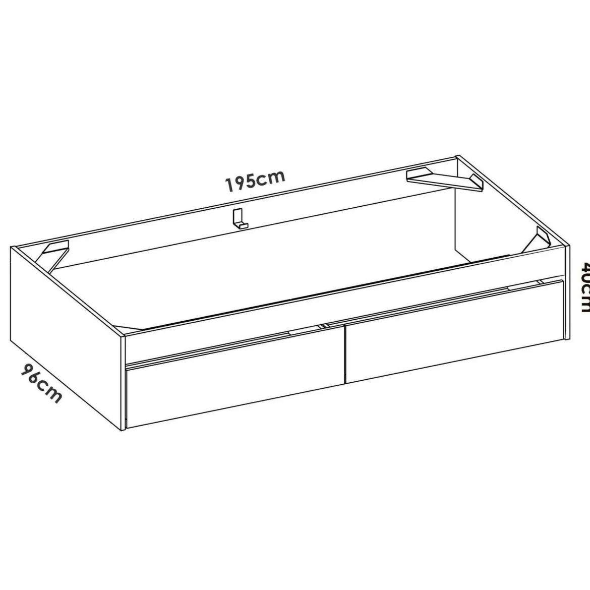 Letto 1 piazza moderno bianco e rovere 194x95cm adatto per materasso 90x190 cm - Neki