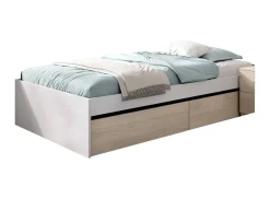 Letto 1 piazza moderno bianco e rovere 194x95cm adatto per materasso 90x190 cm - Neki