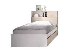 Letto 1 piazza moderno rovere e bianco 218x99cm adatto per materasso 90x190 cm - Asturno