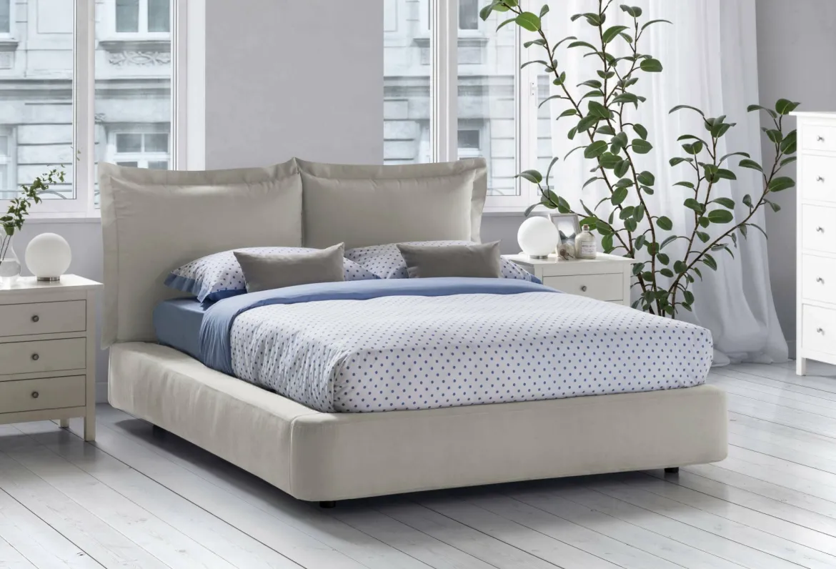 Letto 2 piazze con contenitore blu 175x215cm - Alaska