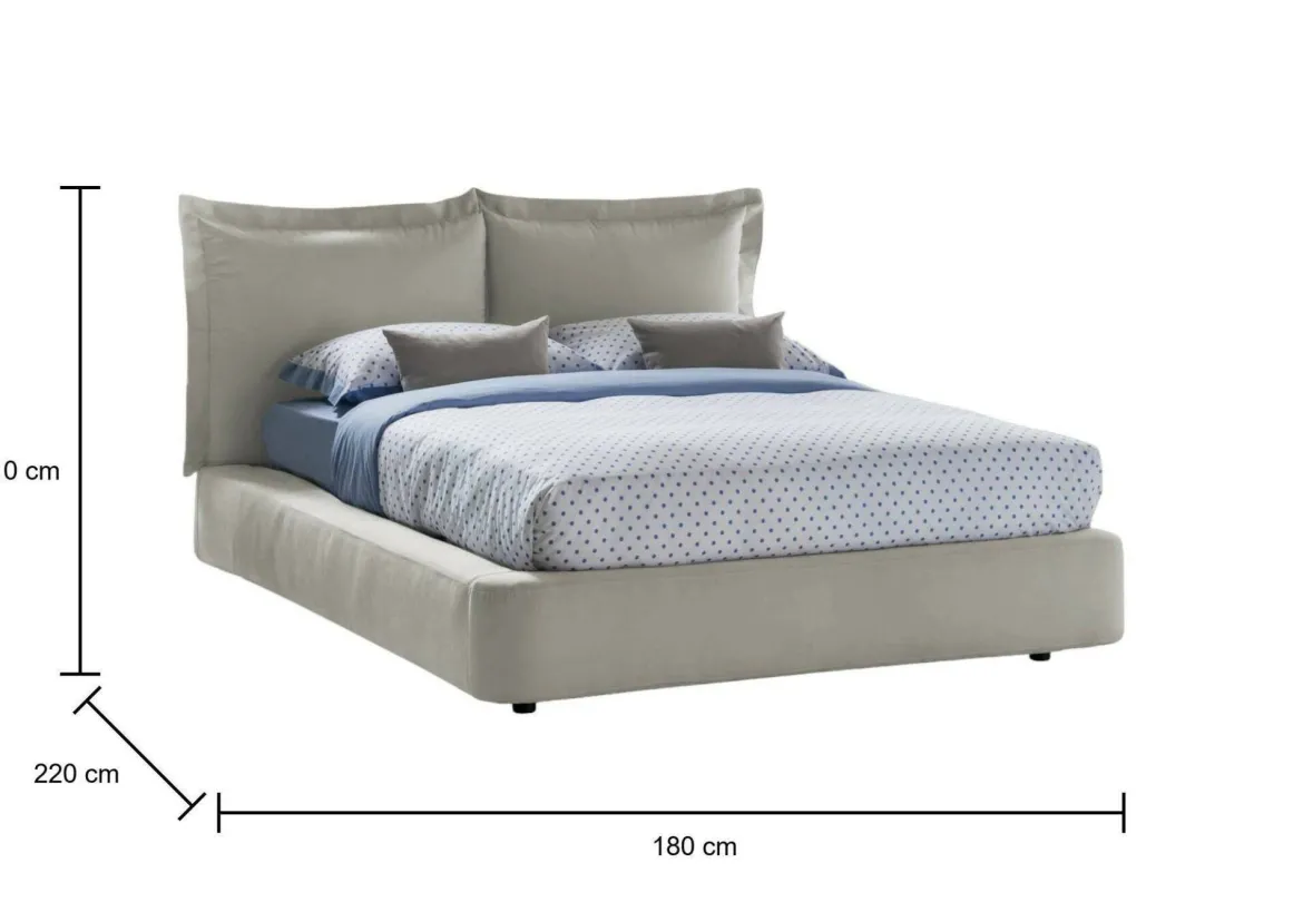 Letto 2 piazze con contenitore blu 175x215cm - Alaska