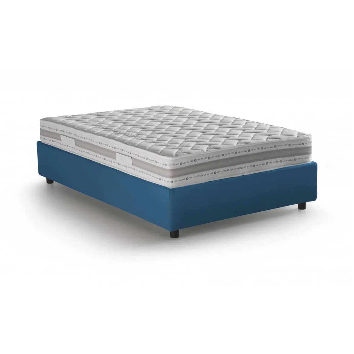 Letto 2 piazze con contenitore blu 175x215cm - Alessander