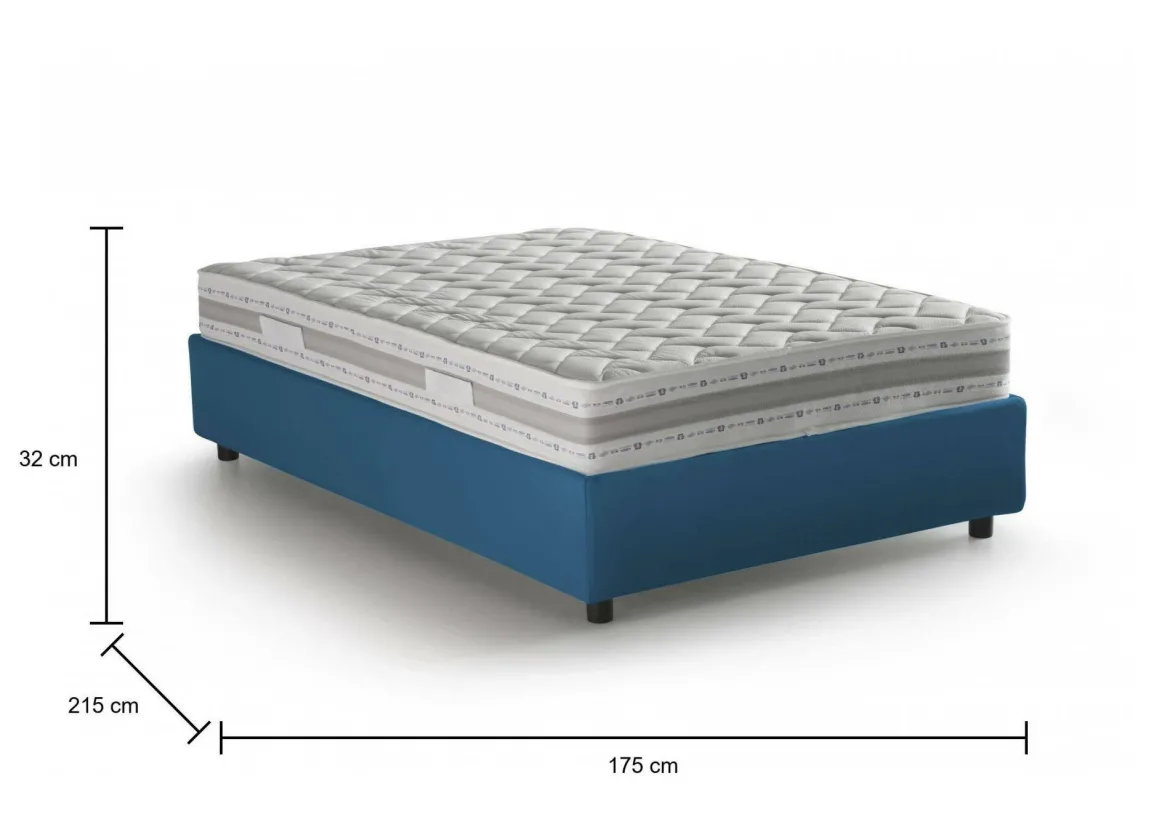 Letto 2 piazze con contenitore blu 175x215cm - Alessander