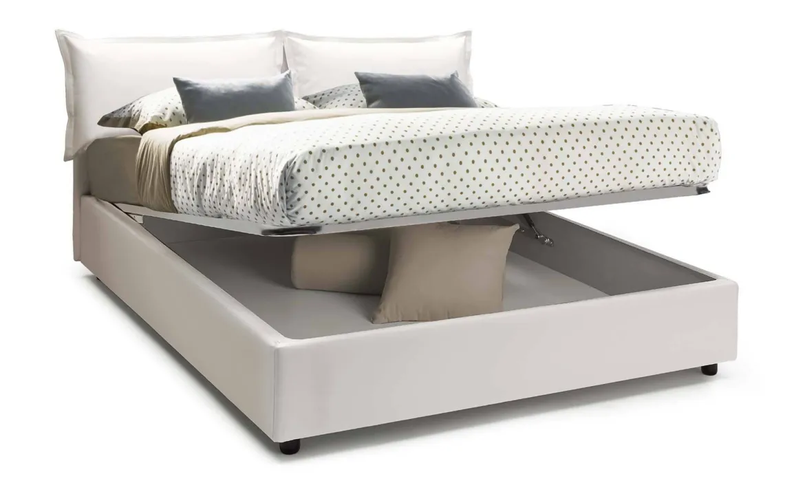 Letto 2 piazze contenitore bianco 175x205cm accogliente - Armani