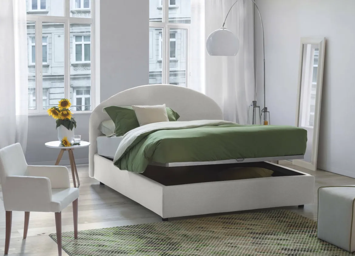 Letto 2 piazze contenitore bianco 175x205cm stabile - Abbaione