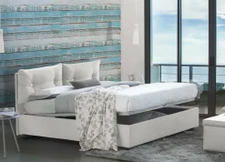 Letto 2 piazze contenitore bianco 175x215cm testiera tonda - Melanite