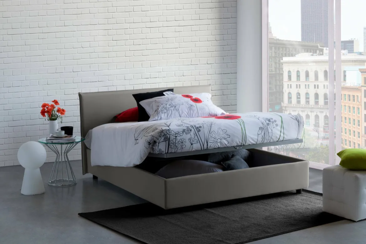 Letto 2 piazze contenitore grigio 175x205cm stabile - Anassimene
