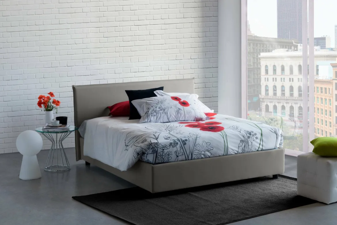 Letto 2 piazze contenitore grigio 175x215cm compatto - Ariadni
