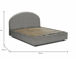 Letto 2 piazze contenitore grigio 175x215cm testiera arrotondata - Fiorella