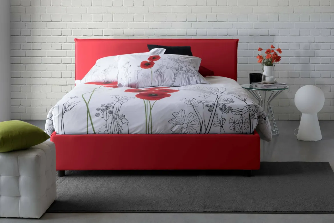 Letto 2 piazze contenitore rosso 175x215cm comodo - Ariadni