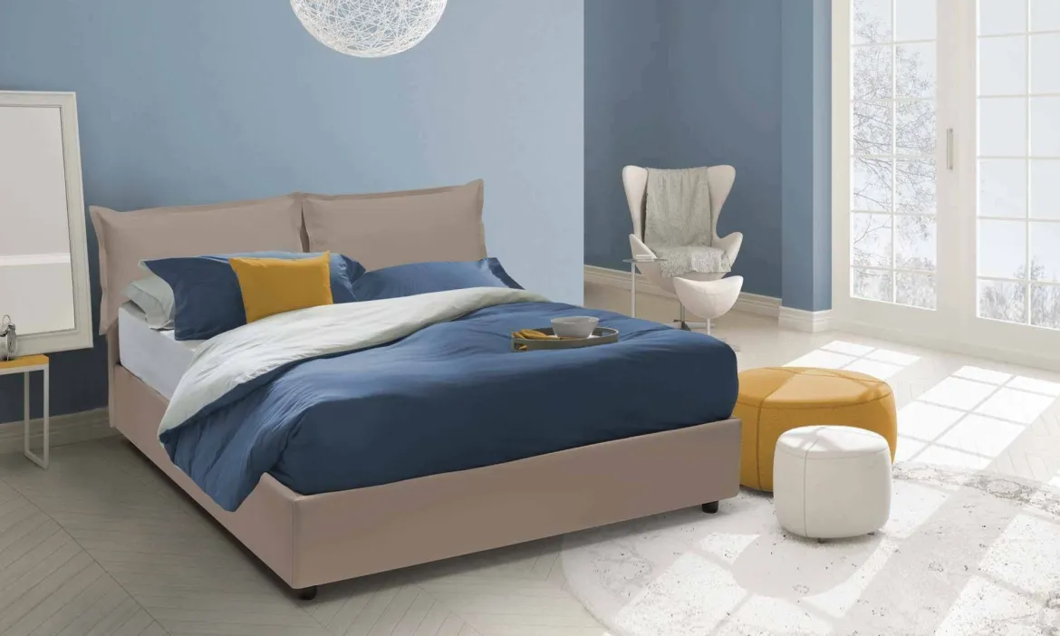 Letto 2 piazze contenitore tortora 175x205cm accogliente - Armani