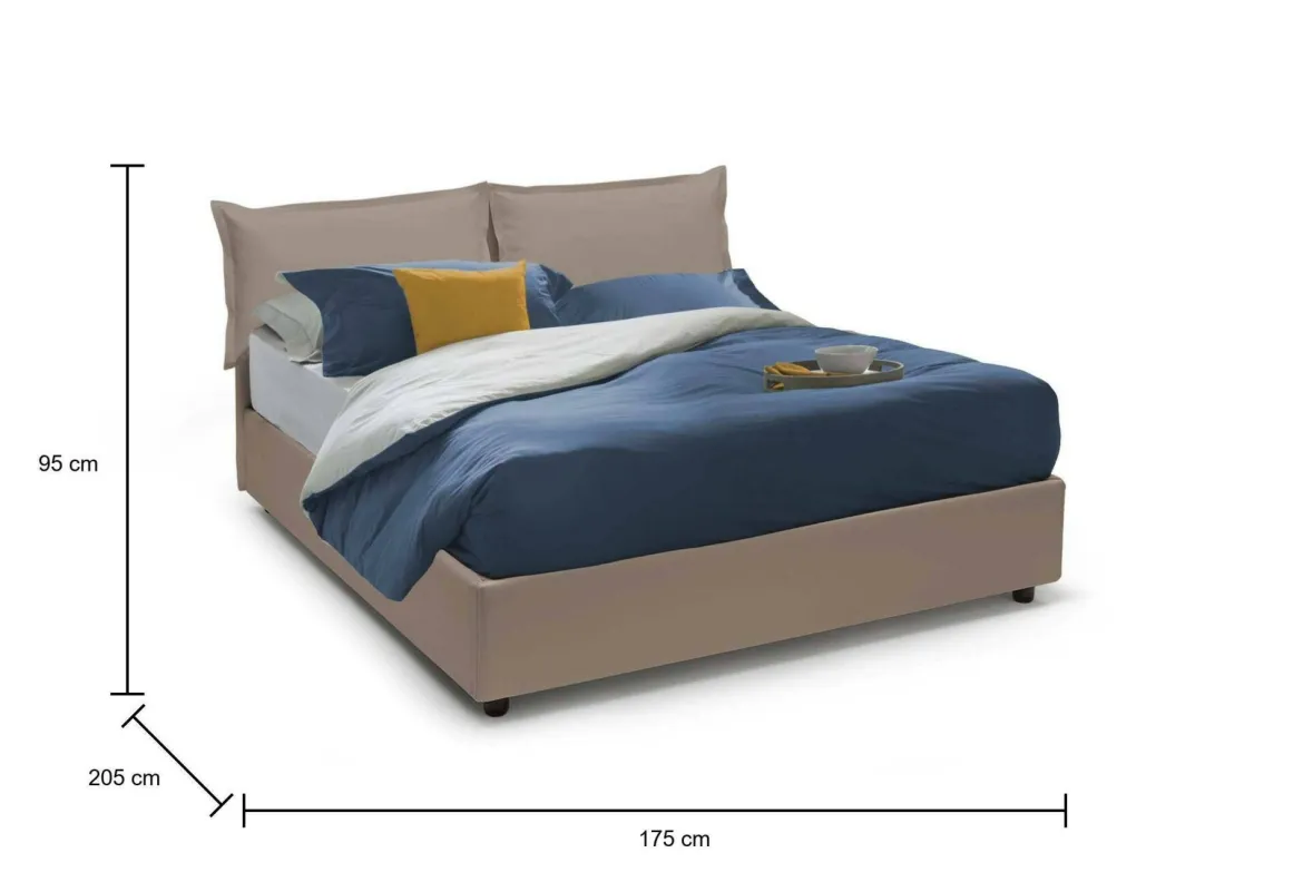Letto 2 piazze contenitore tortora 175x205cm accogliente - Armani