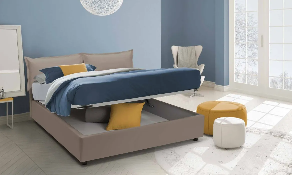Letto 2 piazze contenitore tortora 175x205cm accogliente - Armani