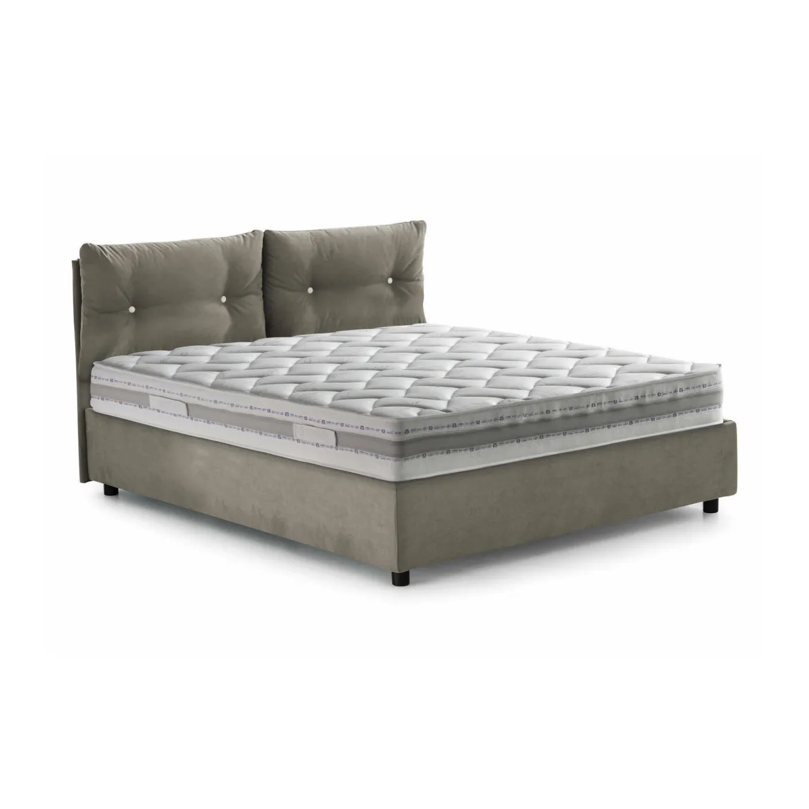 Letto 2 piazze contenitore tortora 175x215cm robusto - Calcite