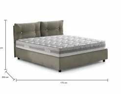 Letto 2 piazze contenitore tortora 175x215cm robusto - Calcite