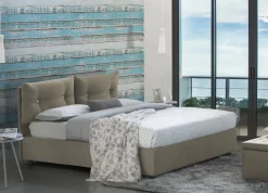 Letto 2 piazze contenitore tortora 175x215cm testiera morbida - Artrax