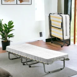 Letto Pieghevole Bianco Materasso Incluso Dimensione Materasso 80x190x10 cm, Imbottito - Chiauci