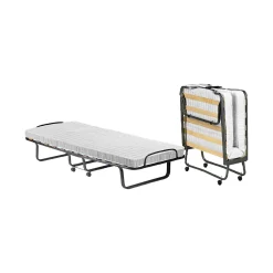 Letto Pieghevole Bianco Materasso Incluso Dimensione Materasso 80x190x10 cm, Imbottito - Nives
