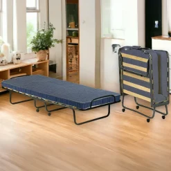 Letto Pieghevole blu Materasso Incluso Dimensione Materasso 80x190x10 cm, Imbottito - Polaveno