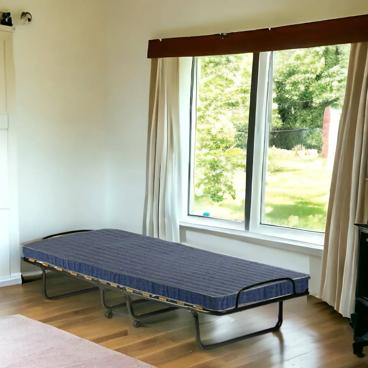 Letto Pieghevole blu Materasso Incluso Sfoderabile, Dimensione Materasso 80x190x10 cm - Polaveno