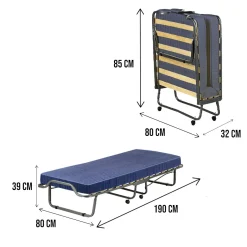 Letto pieghevole Dabambil, 80x190h39 cm, Custodia protettiva su richiesta