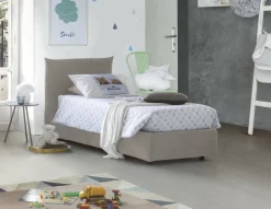 Letto 1 posto contenitore beige 110x215cm adatto per materasso 190x80 cm - Ippolito