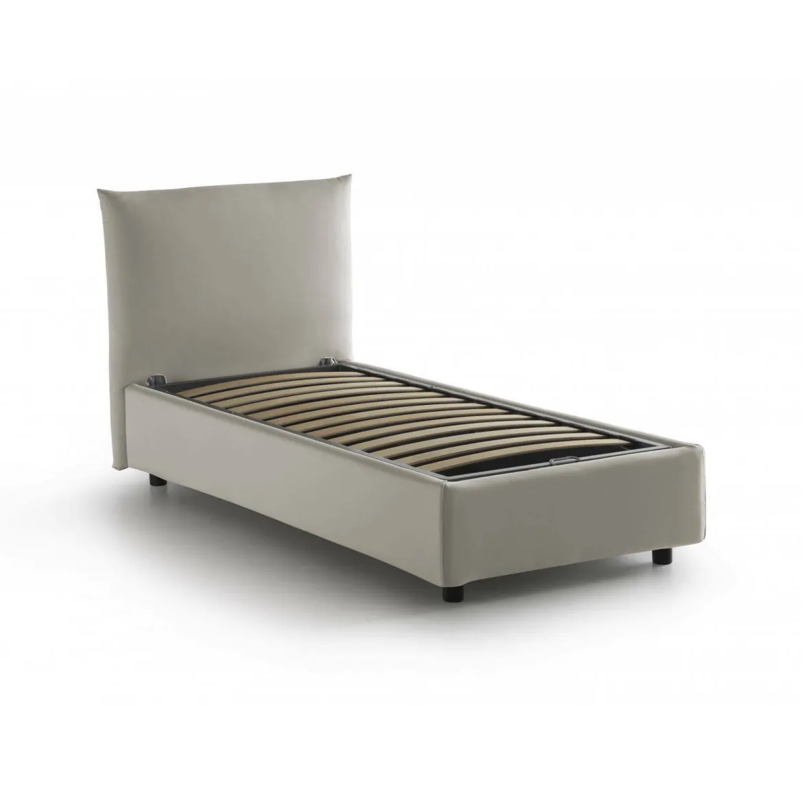 Letto 1 posto contenitore beige 110x215cm adatto per materasso 190x80 cm - Ippolito