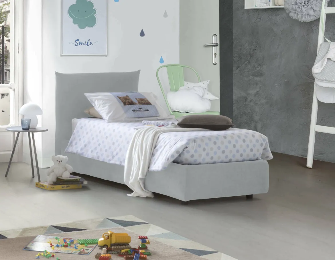 Letto 1 posto contenitore bianco 110x215cm adatto per materasso 190x80 cm - Ippolito