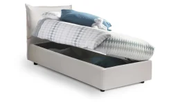 Letto 1 posto contenitore bianco 95x205cm rivestimento in ecopelle - Alzavola