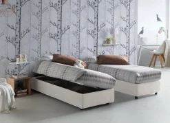 Letto 1 posto contenitore bianco 95x205cm salvaspazio - Abbi