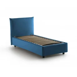 Letto 1 posto contenitore blu 110x215cm rivestito in tessuto - Alisech