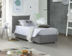 Letto 1 posto contenitore grigio 110x215cm sfoderabile - Ippolito
