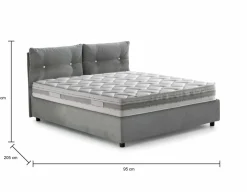Letto 1 posto contenitore grigio 95x205cm design - Sabazia
