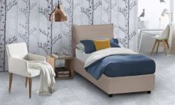 Letto 1 posto contenitore tortora 95x205cm adatto per materasso 190x80 cm - Alistair