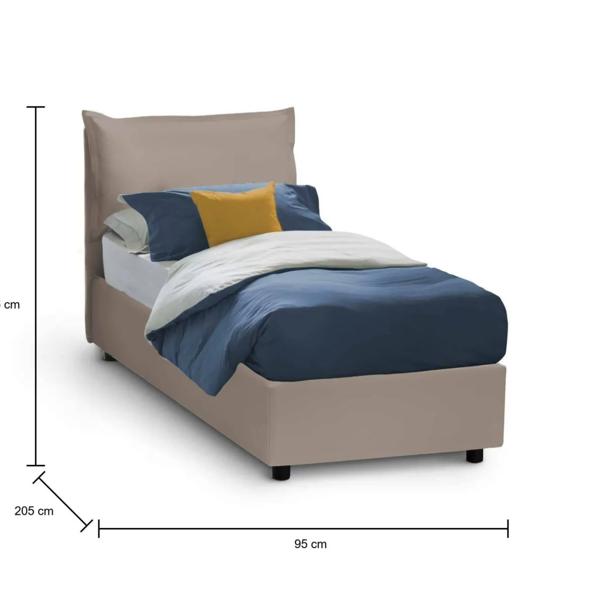 Letto 1 posto contenitore tortora 95x205cm comodo - Sabazia