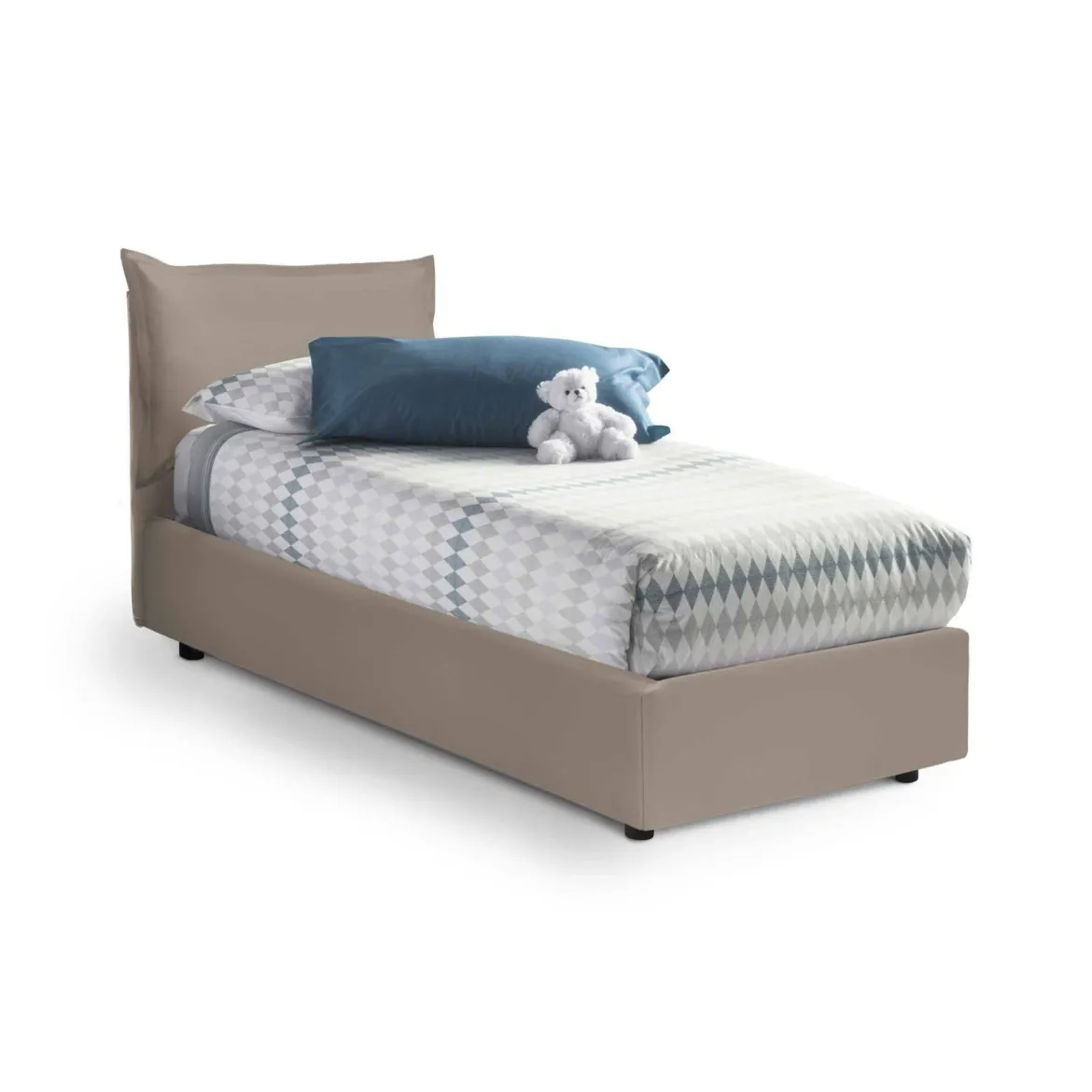 Letto 1 posto contenitore tortora 95x205cm robusto - Anathema