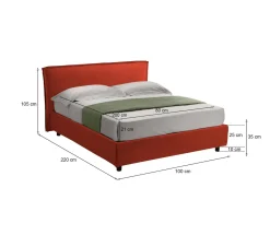 Letto Singolo Arancione Materasso Incluso Sfoderabile, Contenitore Made in Italy - Atrelmo