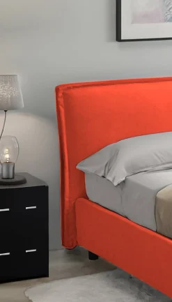 Letto Singolo Arancione Materasso Incluso Sfoderabile, Contenitore Made in Italy - Brozolo