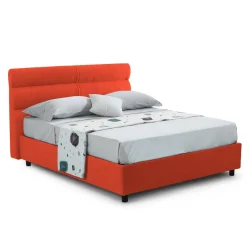 Letto Singolo Arancione Sfoderabile Contenitore, Dimensione Materasso 80x190 cm Made in Italy - Brez