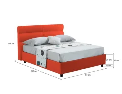 Letto Singolo Arancione Sfoderabile Contenitore, Dimensione Materasso 80x190 cm Made in Italy - Brez