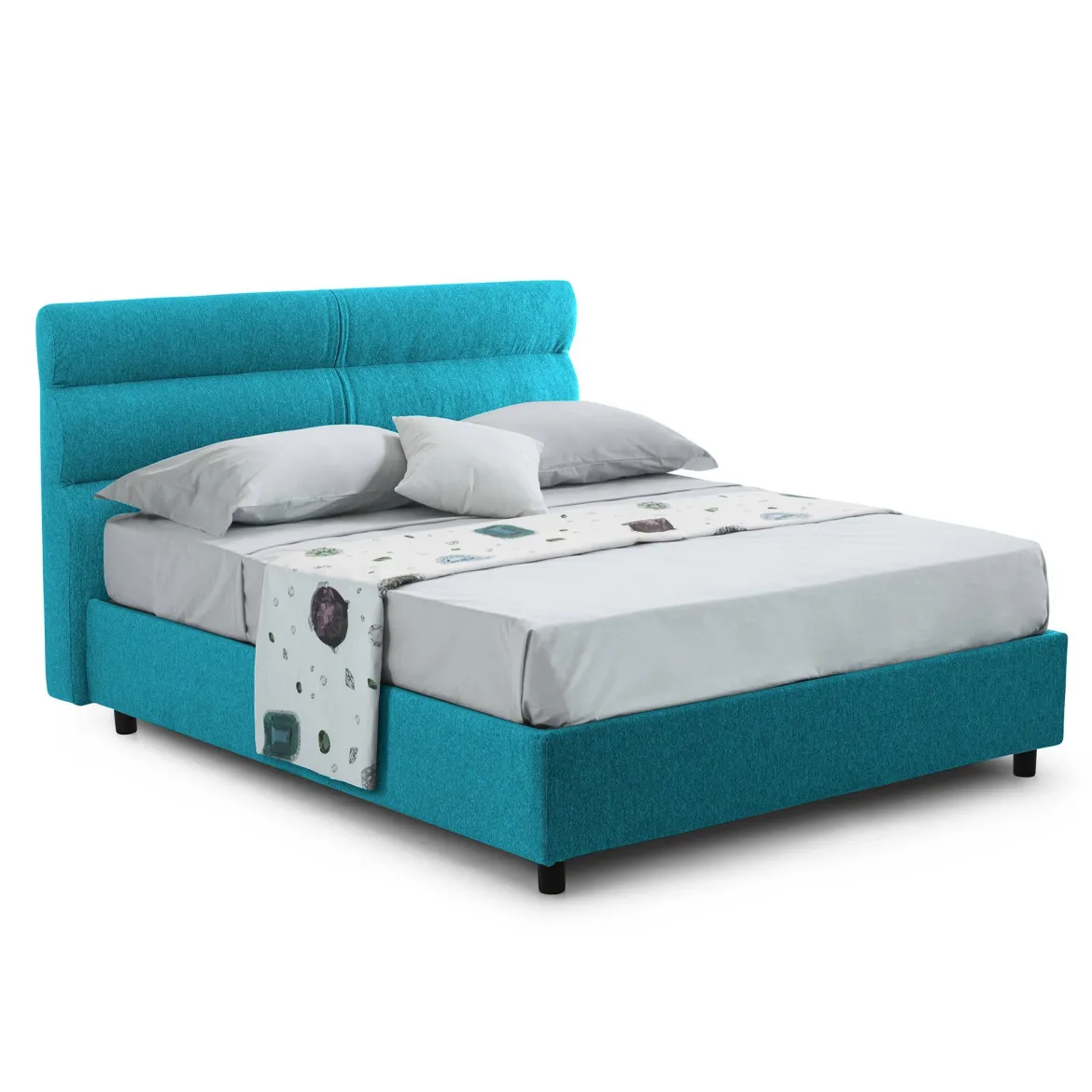 Letto Singolo Azzurro Materasso Incluso Sfoderabile, Contenitore Made in Italy - Adalpina