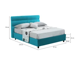 Letto Singolo Azzurro Sfoderabile Contenitore, Dimensione Materasso 80x190 cm Made in Italy - Brez