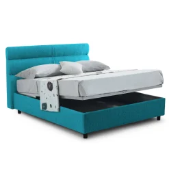 Letto Singolo Azzurro Sfoderabile Contenitore, Dimensione Materasso 80x190 cm Made in Italy - Brez