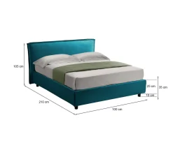 Letto Singolo Azzurro Sfoderabile Contenitore, Dimensione Materasso 80x190 cm Made in Italy - Brusson