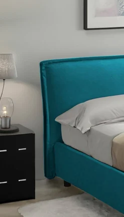 Letto Singolo Azzurro Sfoderabile Contenitore, Dimensione Materasso 80x200 cm Made in Italy - Bruino