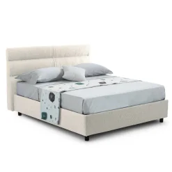 Letto Singolo Beige Sfoderabile Contenitore, Dimensione Materasso 80x190 cm Made in Italy - Brez